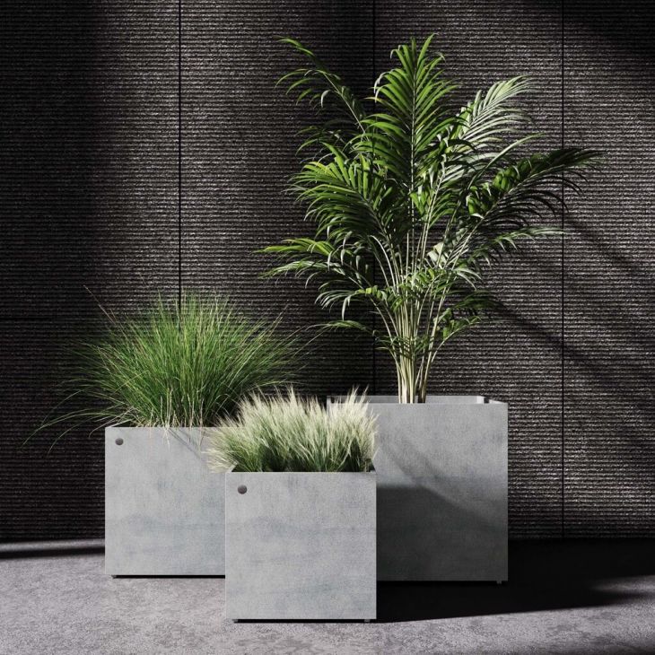 Outdoor Planter REGLITO CUBE 90 Concrete stone